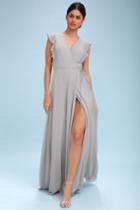 Crescendo Light Grey Wrap Maxi Dress | Lulus