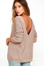 Lulus | Just For You Light Brown Backless Sweater | Size Small
