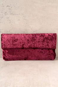 Lulus On A Roll Wine Red Velvet Clutch