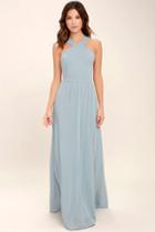 Lulus | Air Of Romance Light Blue Maxi Dress | Size X-small | 100% Polyester