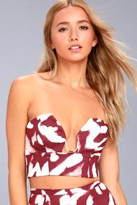 Finders Keepers Mercurial Burgundy Print Crop Top