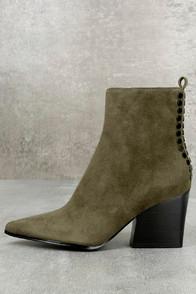 Kendall + Kylie Felix Dark Green Suede Leather Ankle Booties