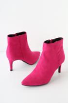 Bamboo Cher Fuchsia Suede Ankle Booties | Lulus
