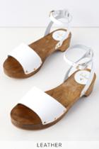 Willy White Leather Open-toe Clog Sandal Heels | Lulus