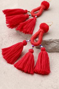 Lulus Paint The Town Red Tassel Earrings