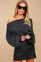 Free People | Skyline Washed Black Off-the-shoulder Top | Size X-small | Lulus