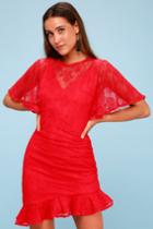 Keepsake Get Free Red Lace Mini Dress | Lulus