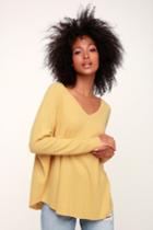 Lulus Basics Only For You Light Mustard Yellow Knit Long Sleeve Top | Lulus