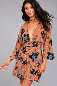 Faithfull The Brand Nova Terra Cotta Floral Print Backless Dress