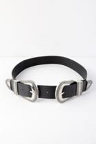 Tex Silver And Black Double Buckle Belt | Lulus
