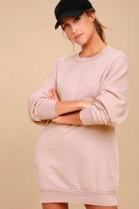 Project Social T Salty Blush Pink Oversized Sweatshirt Dress