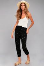 Lulus Lots Of Luck Black Embroidered Pants