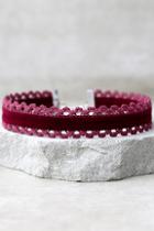 Lulus What I Want Burgundy Velvet Choker Necklace