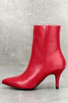 Qupid East Village Red Mid-calf High Heel Boots | Lulus