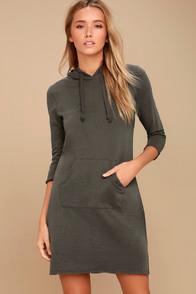 Others Follow Cool Waters Charcoal Grey Hoodie Dress