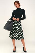 Tina Forest Green Print Pleated Midi Skirt | Lulus