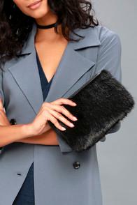 Lulus Fur Is The Word Black Faux Fur Clutch