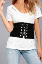 Lulus | Lizabeth Black Lace-up Waist Belt