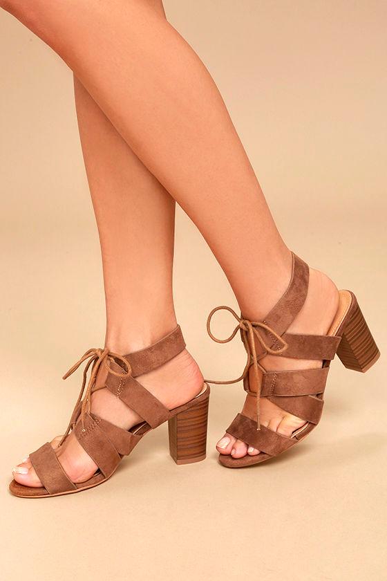 Jelena Camel Suede Lace-up Heels | Lulus