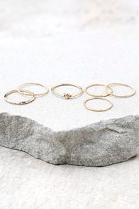 Lulus Tender Heart Gold Ring Set