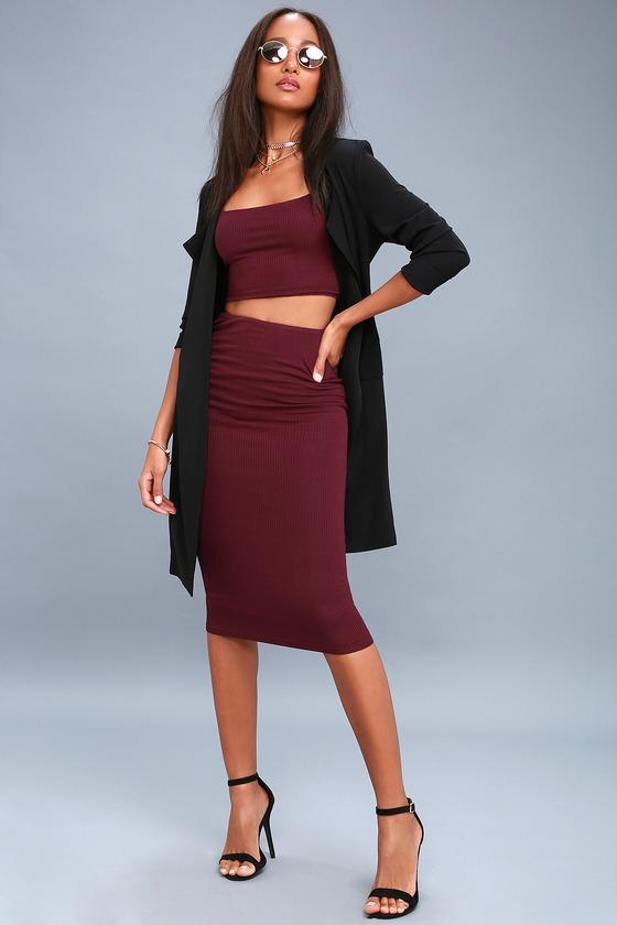 Best Friends Burgundy Two-piece Bodycon Midi Dress | Lulus