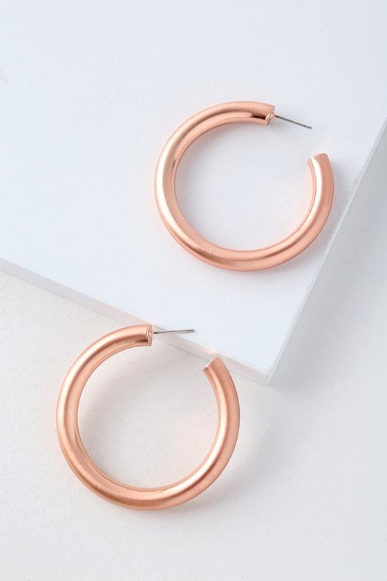 At Last Rose Gold Hoop Earrings | Lulus