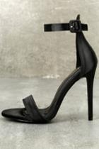 Olivia Jaymes | Charlize Black Satin Ankle Strap Heels | Size 10 | Lulus
