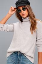 Lulus | Sweet Salutation Grey Turtleneck Sweater | Size Medium