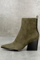 Kendall + Kylie | Felix Dark Green Suede Leather Ankle Booties | Size 6 | Lulus