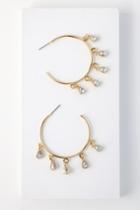 Lulus | Tayrona Gold Rhinestone Hoop Earrings
