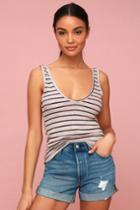 Project Social T Persimmon Blush Striped Ribbed Tank Top | Lulus