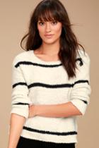 Bb Dakota Karin Cream And Black Striped Sweater
