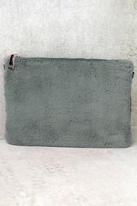 Lulus Fur-ever More Grey Faux Fur Clutch