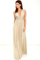 Cocolove | What A Treat Gold Maxi Dress | Size X-small | 100% Polyester | Lulus