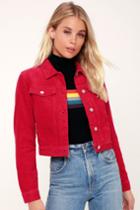 Rolla's Runaway Red Cropped Corduroy Jacket | Lulus