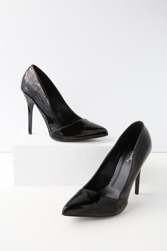 Qupid Colbie Black Patent Pointed-toe Pumps | Lulus