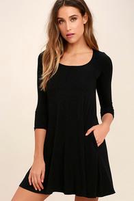 Lulus Twirl Power Black Swing Dress