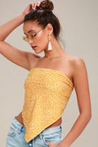 Forget-me-knot White And Mustard Yellow Print Handkerchief Top | Lulus
