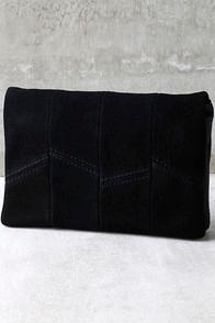 Triple 7 Global Show Me The Way Black Suede Leather Clutch