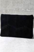 Triple 7 Global Show Me The Way Black Suede Leather Clutch