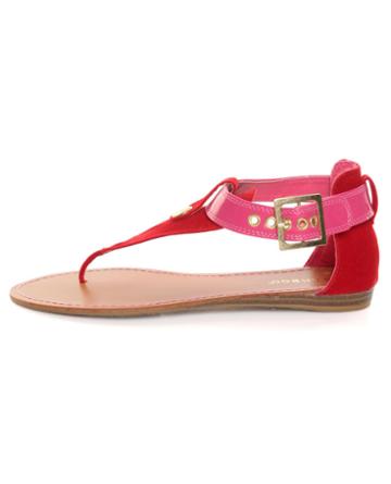 Bamboo Ashley 27X Red & Pink Thong Sandals