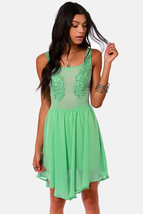 Appli-que Sera Sera Mint Green Lace Dress