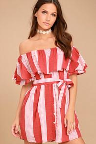 Faithfull The Brand Amalfi Rust Red Striped Dress