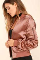 Re:named Run This City Rusty Rose Satin Bomber Jacket | Lulus