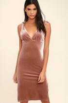 Lulus Run The Night Blush Pink Velvet Bodycon Dress