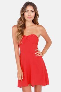 Lulu*s The Look Of Love Strapless Red Dress