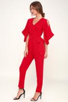 Adelyn Rae Hold Tight Red Jumpsuit | Lulus