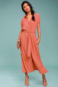 Lulus Destination Chic Terra Cotta Midi Dress