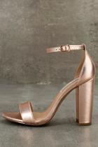 Steve Madden Carrson Rose Gold Leather Ankle Strap Heels