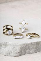 Lulus Trend Topper White And Gold Ring Set